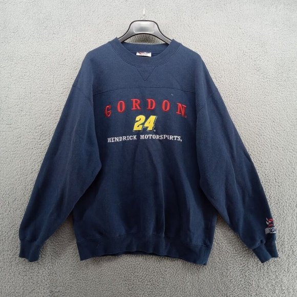Vintage Jeff Gordon Sweatshirt Mens Large Blue Hendrick 24 Nascar Embroidered - Picture 1 of 9